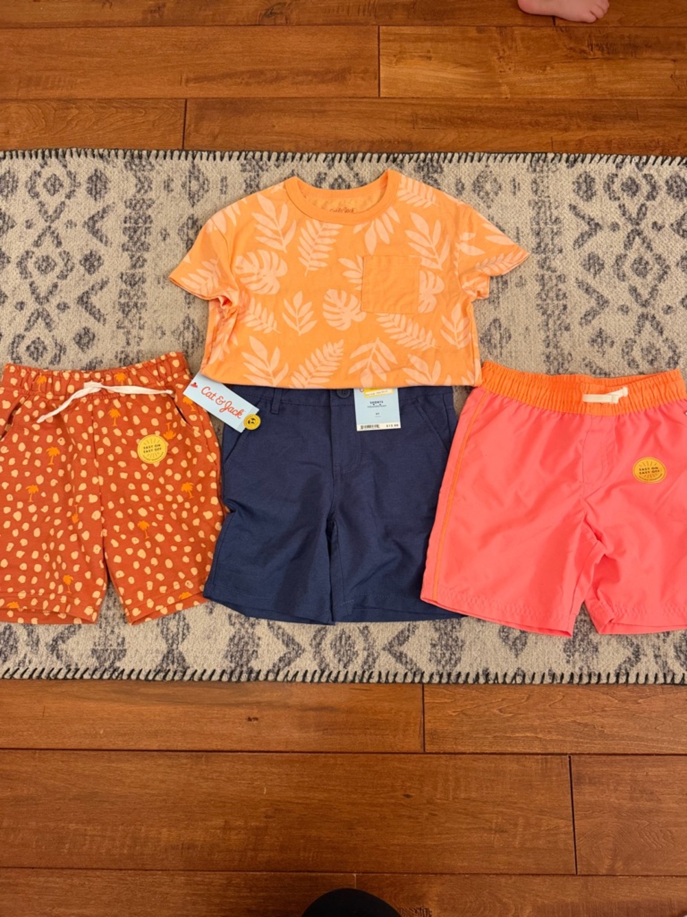 Cat & Jack Boys Summer Shorts, swim shorts and tee Set